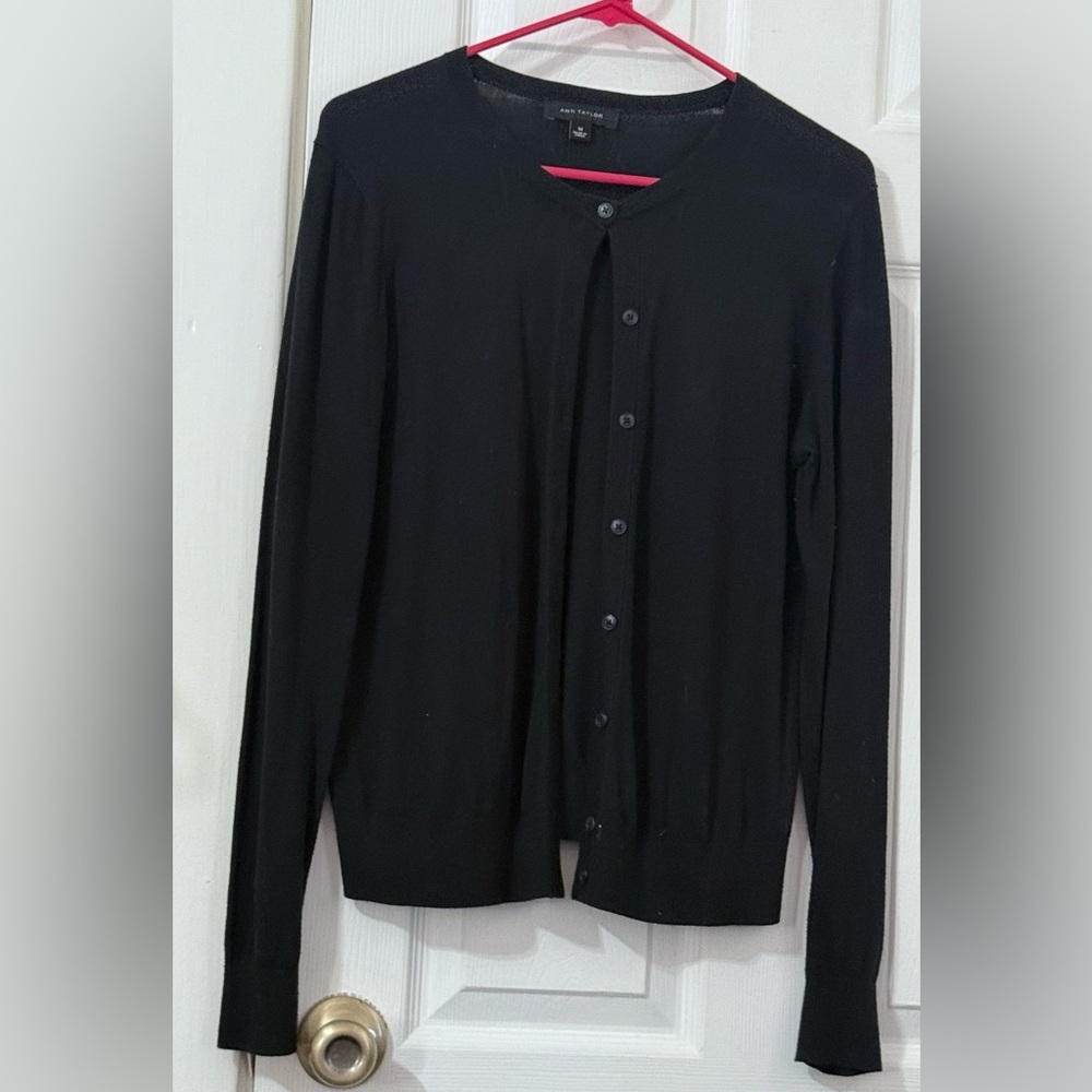 Ann Taylor Black Knit Cardigan Sweater